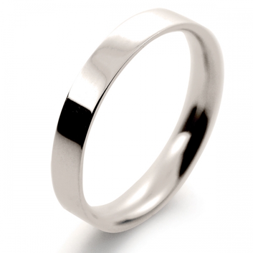 Flat Court Light -  3mm (FCSL3 W) White Gold Wedding Ring